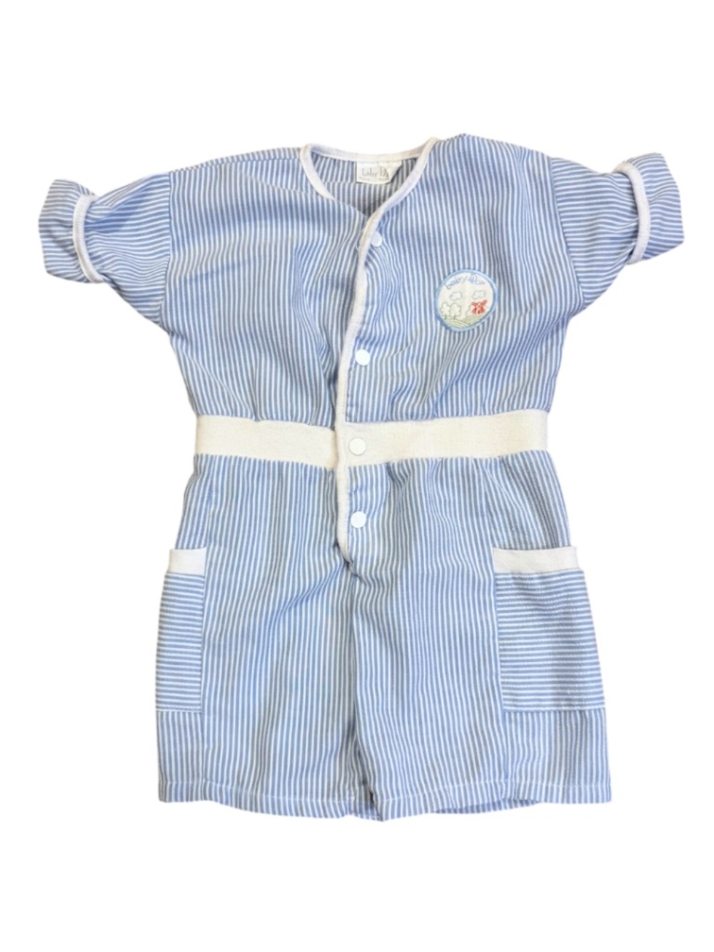 Vintage Baby Dior Blue & White Stripe Romper